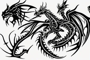 Black dragon with psychology symbol tattoo idea