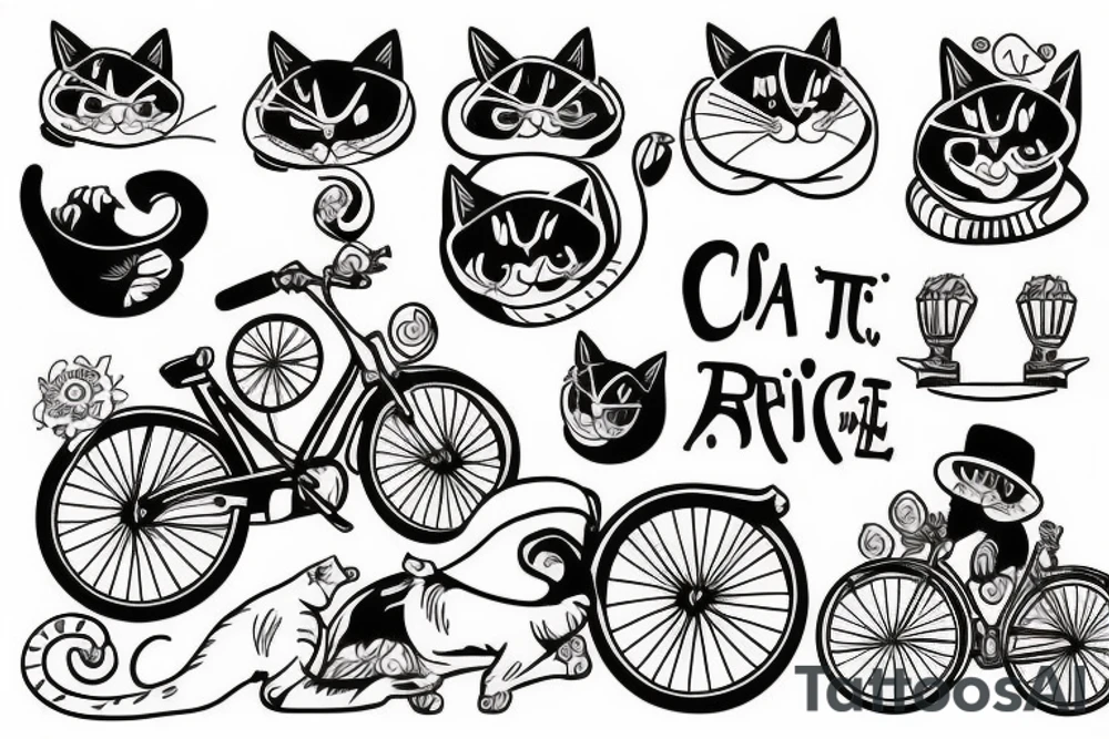 A cat on a bike tattoo idea