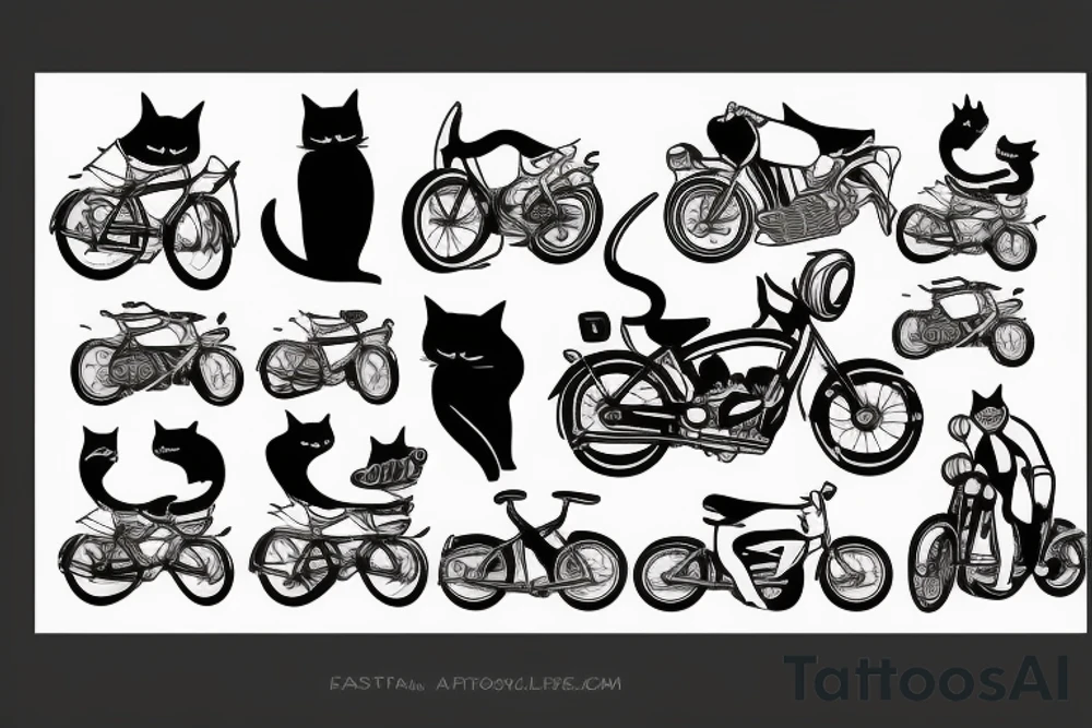A cat on a bike tattoo idea