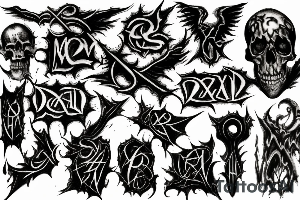 Deathmetal logo, oil smudges tattoo idea