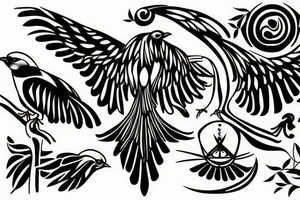 crying bird sirin on a branch tattoo idea