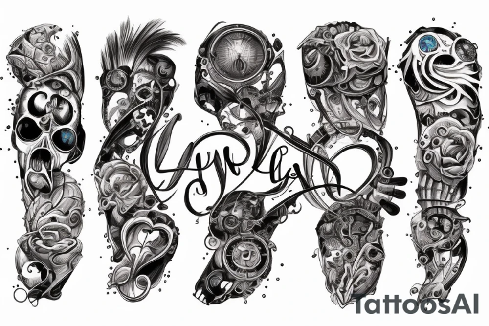 Diezel + Lu = Love. Digital reality style tattoo idea