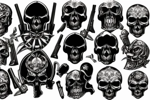 Skull with a armor and  bullets tattoo idea