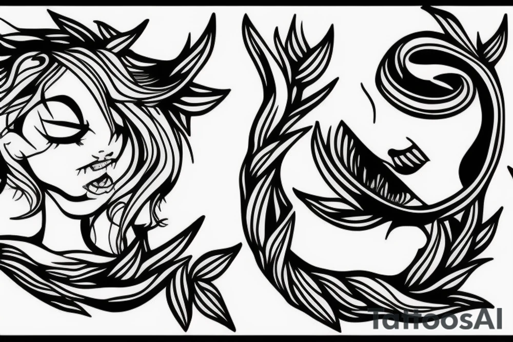crying siren on a branch tattoo idea