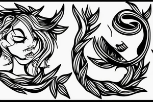 crying siren on a branch tattoo idea