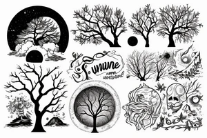 two worlds, sunshine day, dead planet after cataclism. tree, that union them tattoo idea