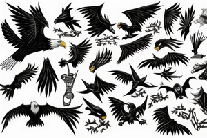 Eagle and bat tattoo idea