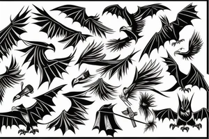 Eagle and bat tattoo idea