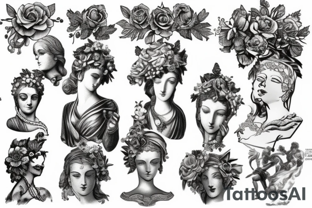 antique statues tattoo idea