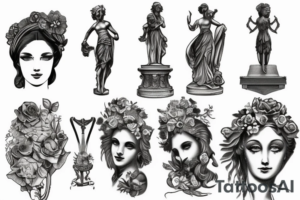 antique statues tattoo idea