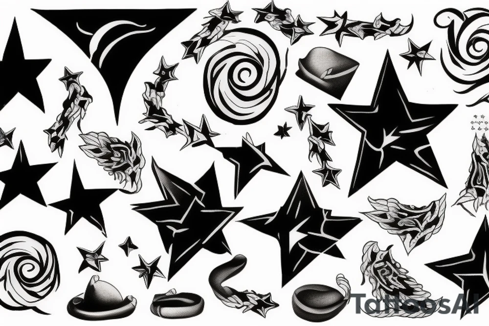 star and rock star tattoo idea