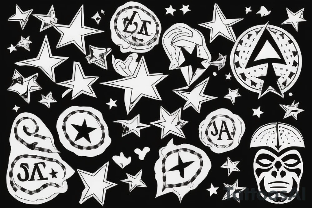 star and rock star tattoo idea
