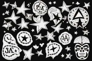 star and rock star tattoo idea