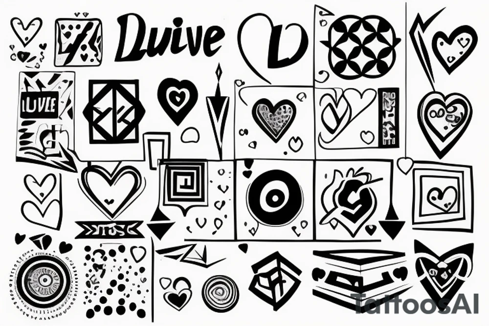 Diezel + Lu = Love. Digital reality style tattoo idea