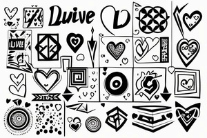 Diezel + Lu = Love. Digital reality style tattoo idea