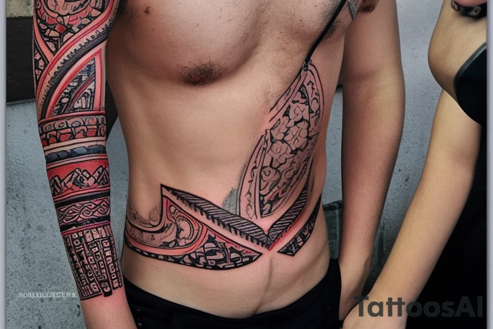 Арнамент в стиле индонезия в виде полоски высотой 10 см шириной 40 см, tattoo idea