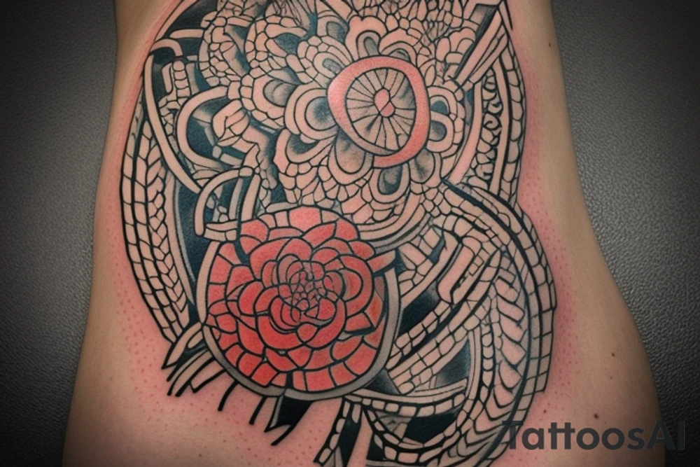 Арнамент в стиле индонезия в виде полоски высотой 10 см шириной 40 см, tattoo idea