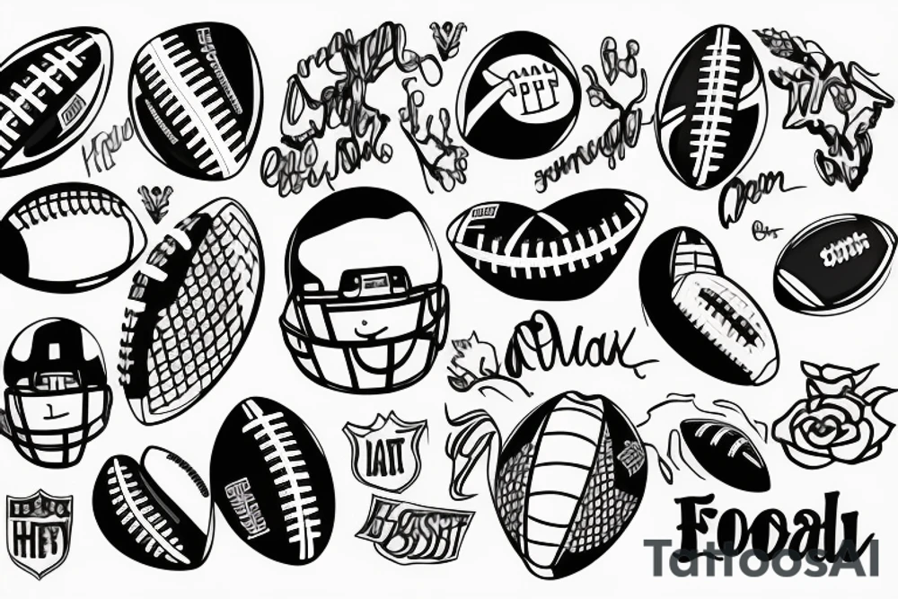 Football and heart tattoo idea