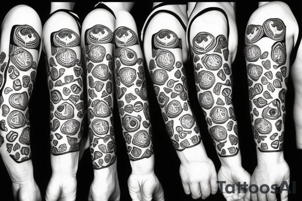 skull heart shaped ice cream tattoo idea