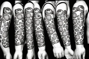 skull heart shaped ice cream tattoo idea