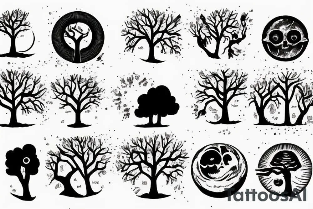 two worlds, sunshine day, dead planet after cataclism. tree, that union them tattoo idea