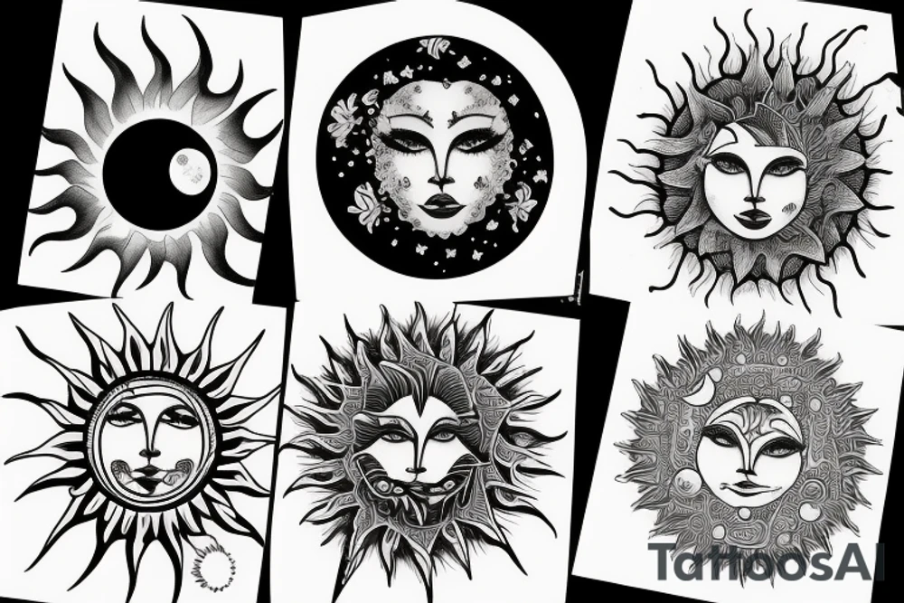 Moon and sun tattoo idea