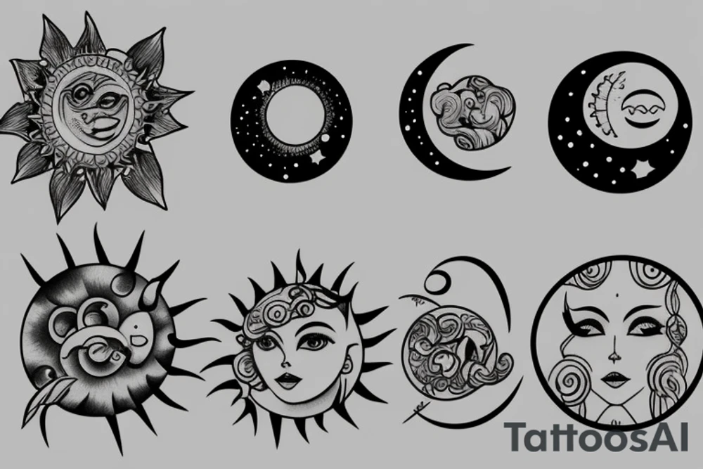 Moon and sun tattoo idea