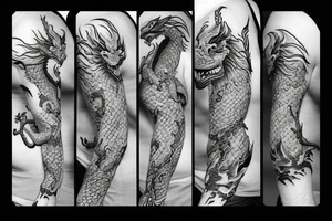 Angry dragon with a man tattoo idea