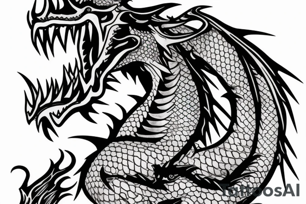 Angry dragon with a man tattoo idea
