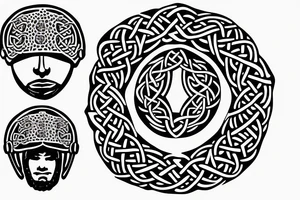 Celtic head with helmet tattoo idea