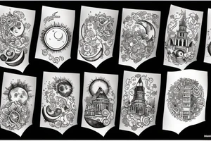 Moon, sun, city tattoo idea