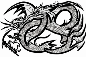 Angry dragon with a sword tattoo idea