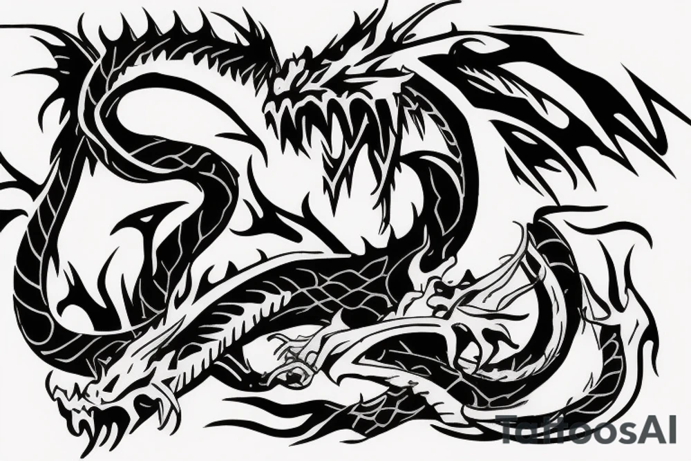 Angry dragon with a sword tattoo idea