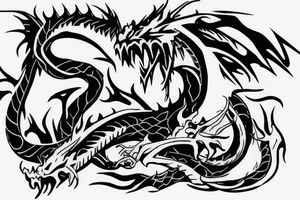 Angry dragon with a sword tattoo idea