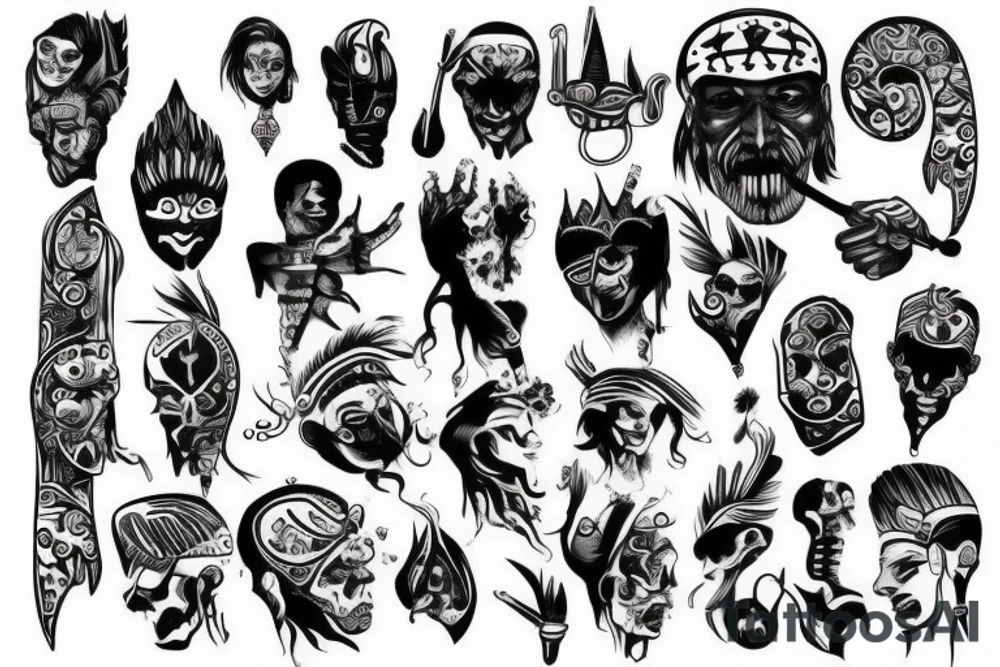 black number 4 with crazy indian aside tattoo idea
