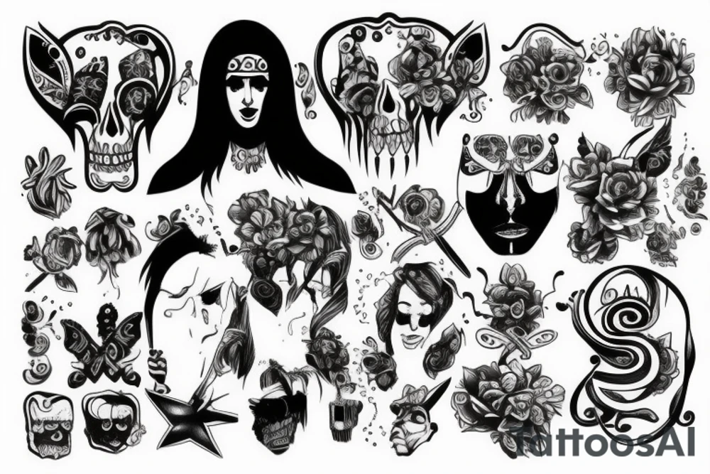 black number 4 with crazy indian aside tattoo idea