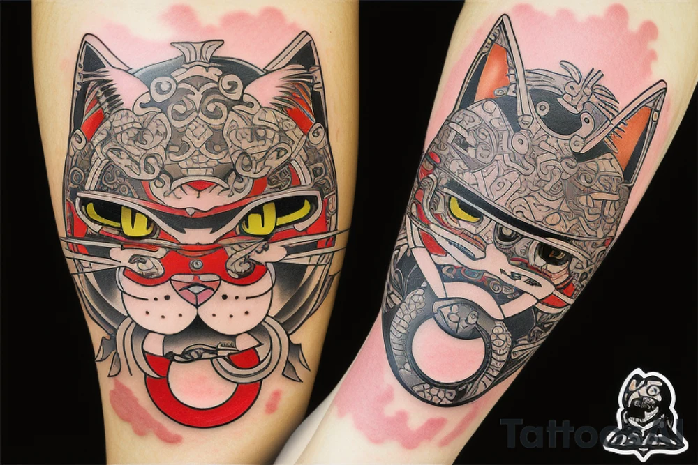 Cat samurai tattoo idea