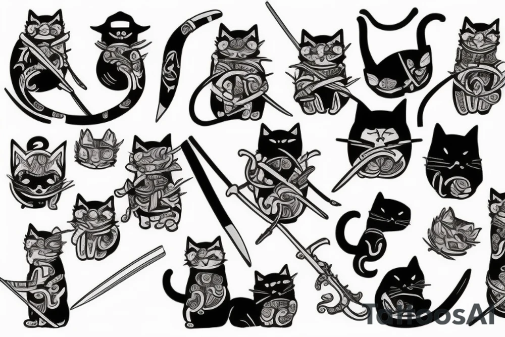 Cat samurai tattoo idea