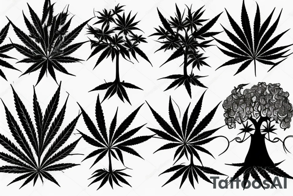 Marijuana tree tattoo idea