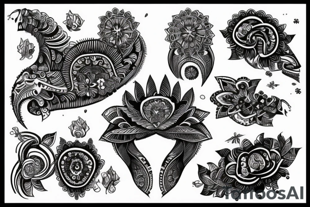 black number 4 with crazy indian tattoo idea