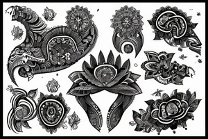 black number 4 with crazy indian tattoo idea
