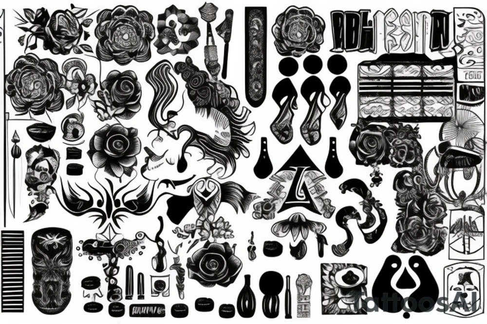 black number 4 with crazy indian tattoo idea