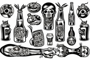 Big ant with bottle of beer tattoo idea