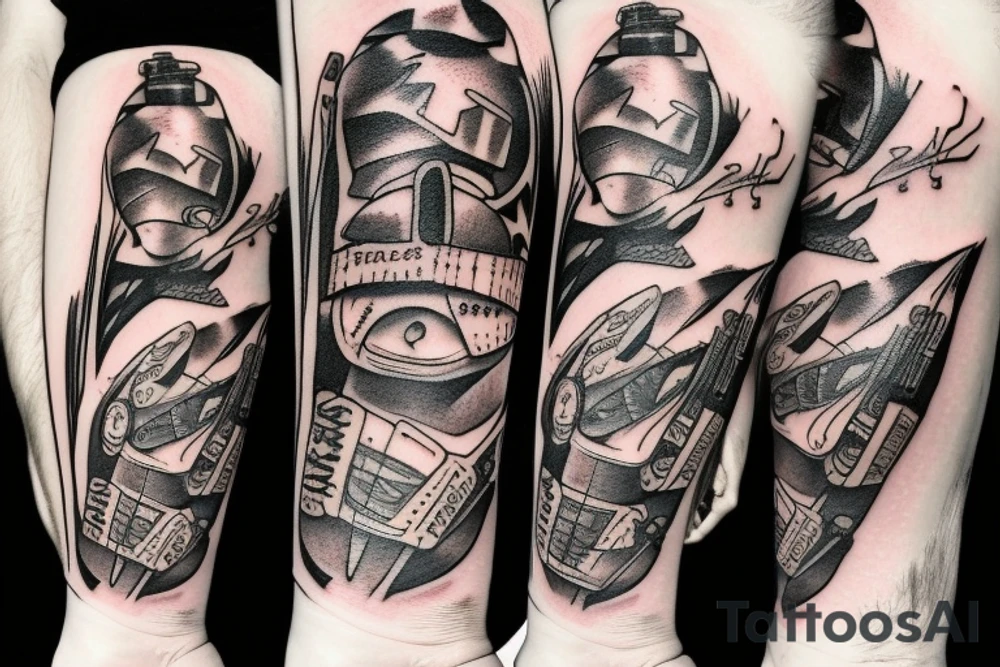 Big ant with bottle of beer tattoo idea
