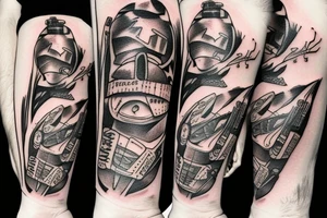 Big ant with bottle of beer tattoo idea