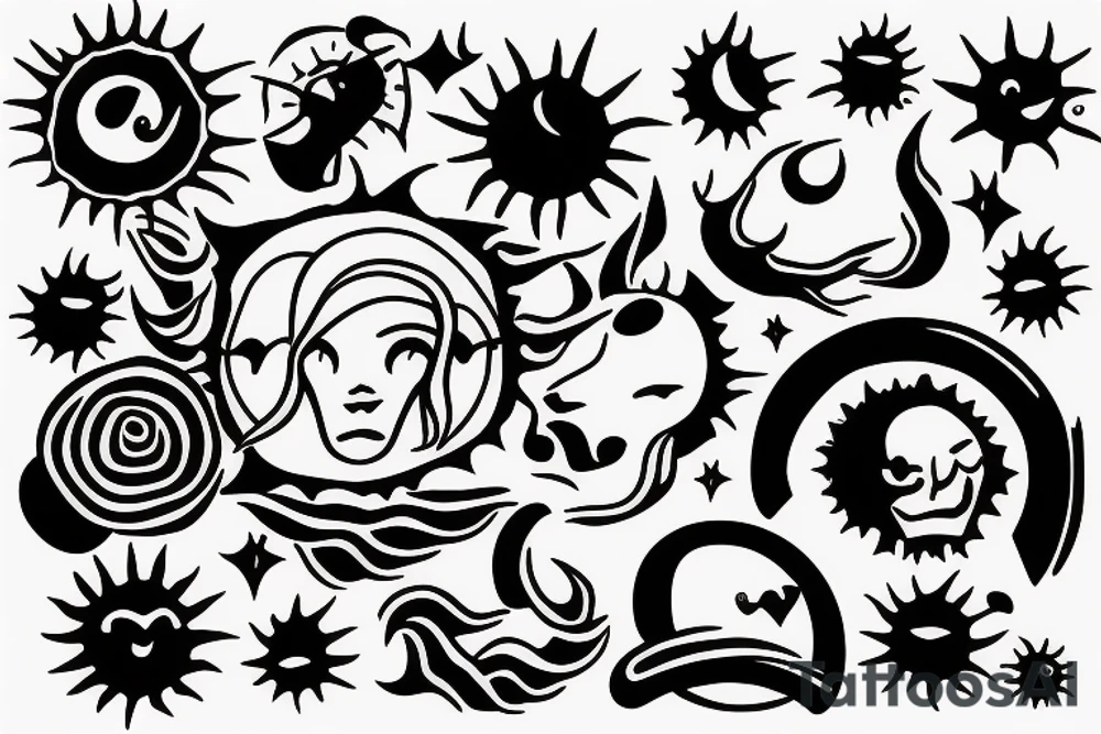 A sun with 2000 in it tattoo idea