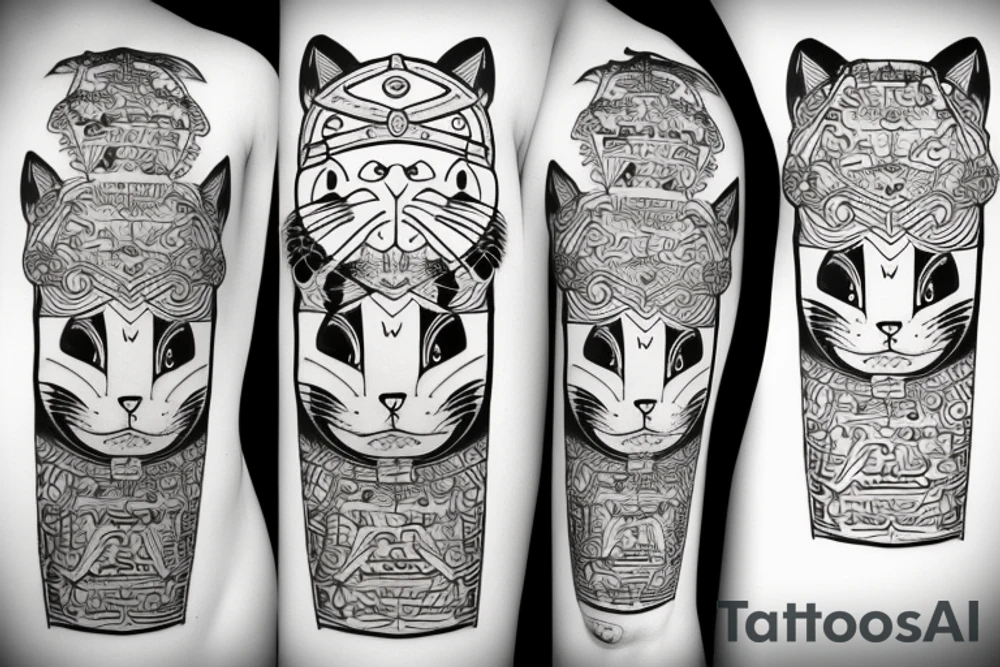 Cat samurai tattoo idea