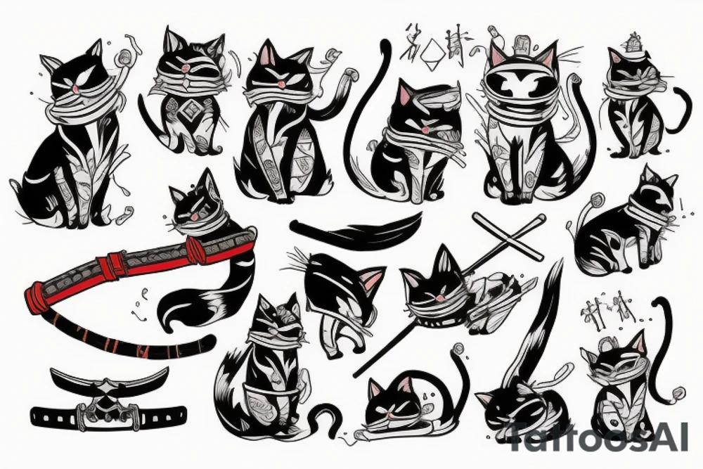 Cat samurai tattoo idea