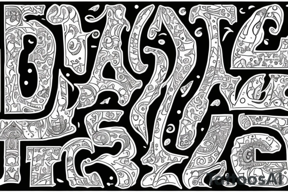 black number '4' with crazy indian tattoo idea