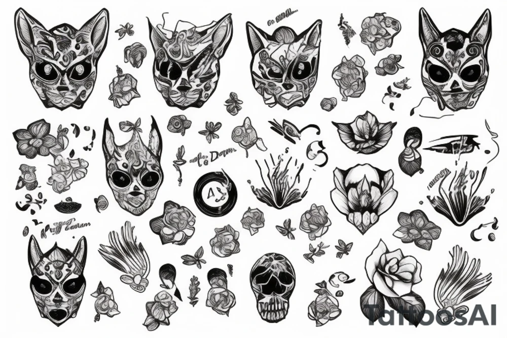 Кот самурай tattoo idea